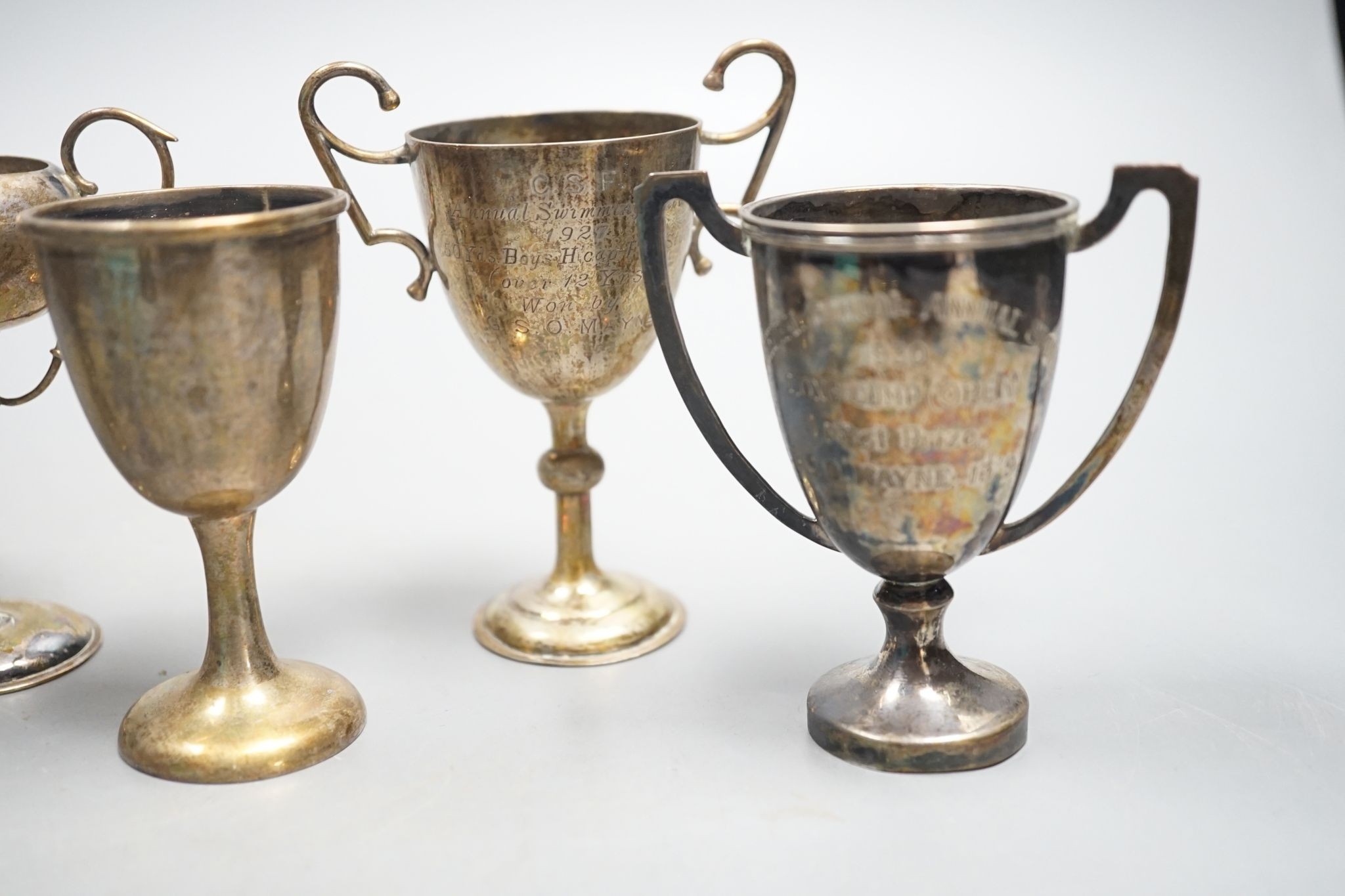 Five assorted small silver trophy cups